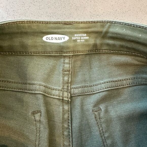 Old Navy Women's Rockstar Super Skinny Mid Rise Olive Green Color Jeans Size 10 - Picture 6 of 11